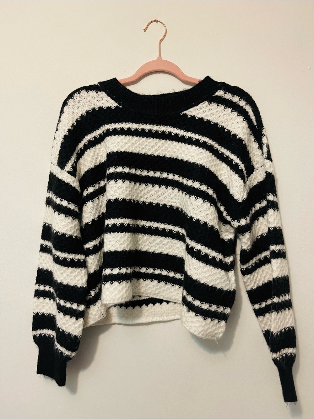 Jessica Simpson Black & White Striped Crewneck Sweater